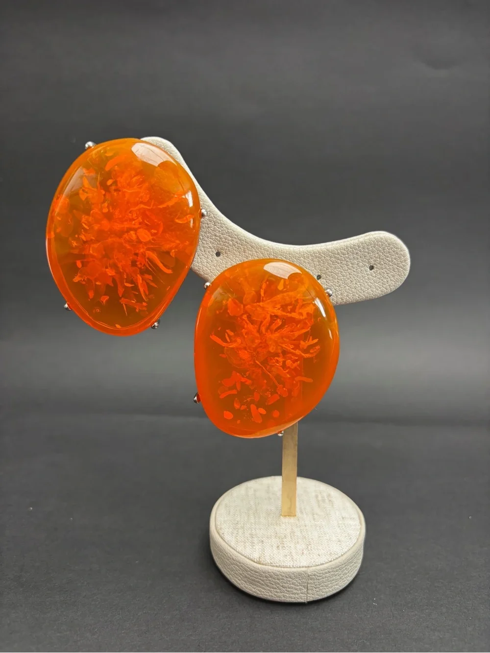 Zara Orange Resin Wireless Earbud Covers - Fashionable Protective Caps